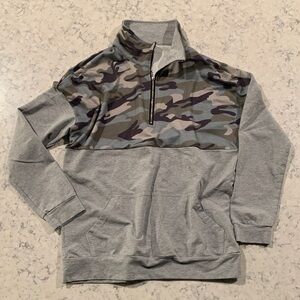 Gray Camouflage Quarter-Zip Hoodie